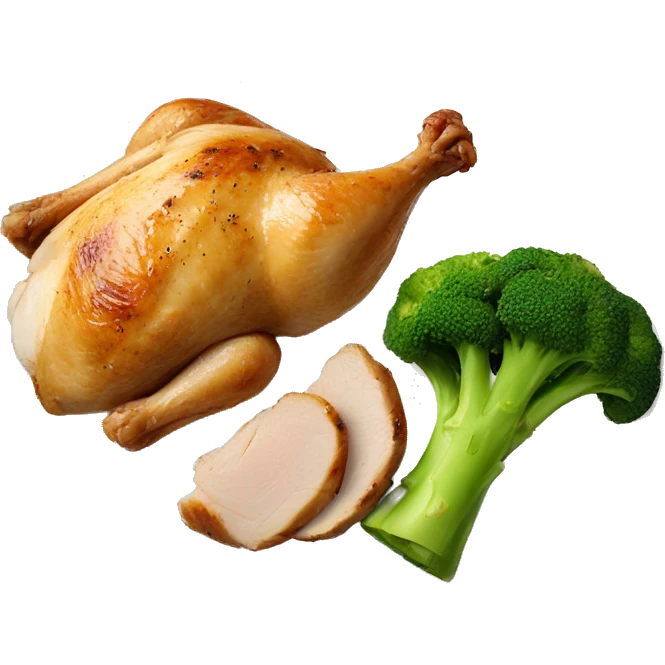 Roasted chicken breast and broccoli on a plate emoji