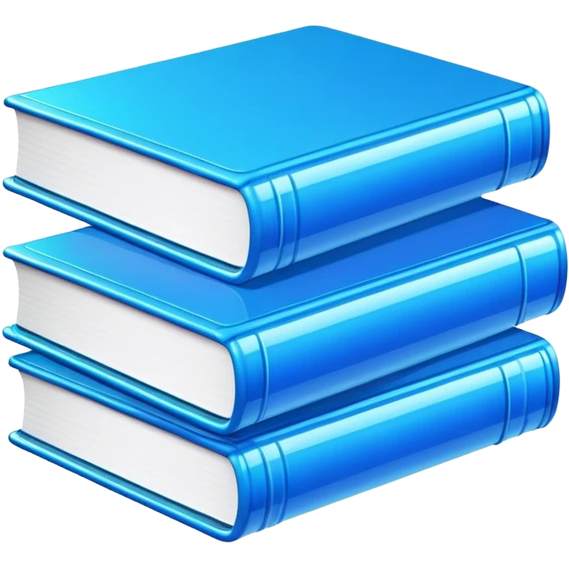 3 neon blue books emoji