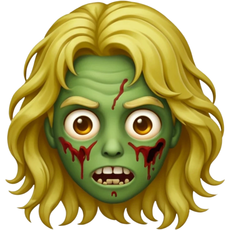 Make a zombie emoji with wavy hair and golden streaks. emoji