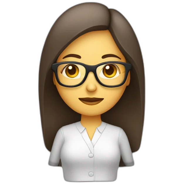 mujer morocha con lentes trabajando en computadora emoji