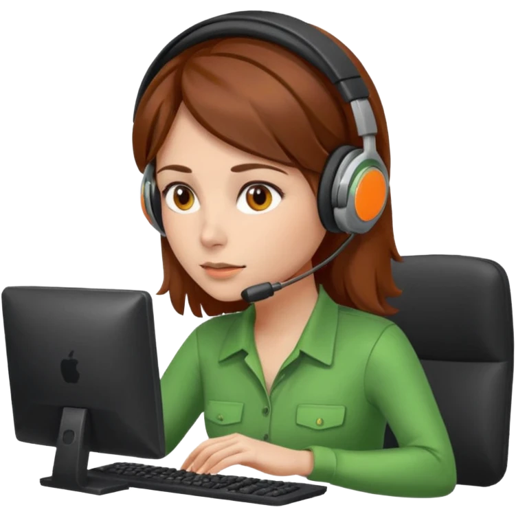 woman, brown hair, wearing a headset. she is controling limits from green, to orange, to red on the computer emoji