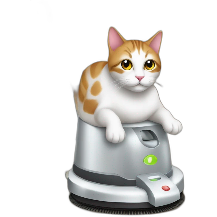 cat on a automatic vaccum cleaner emoji