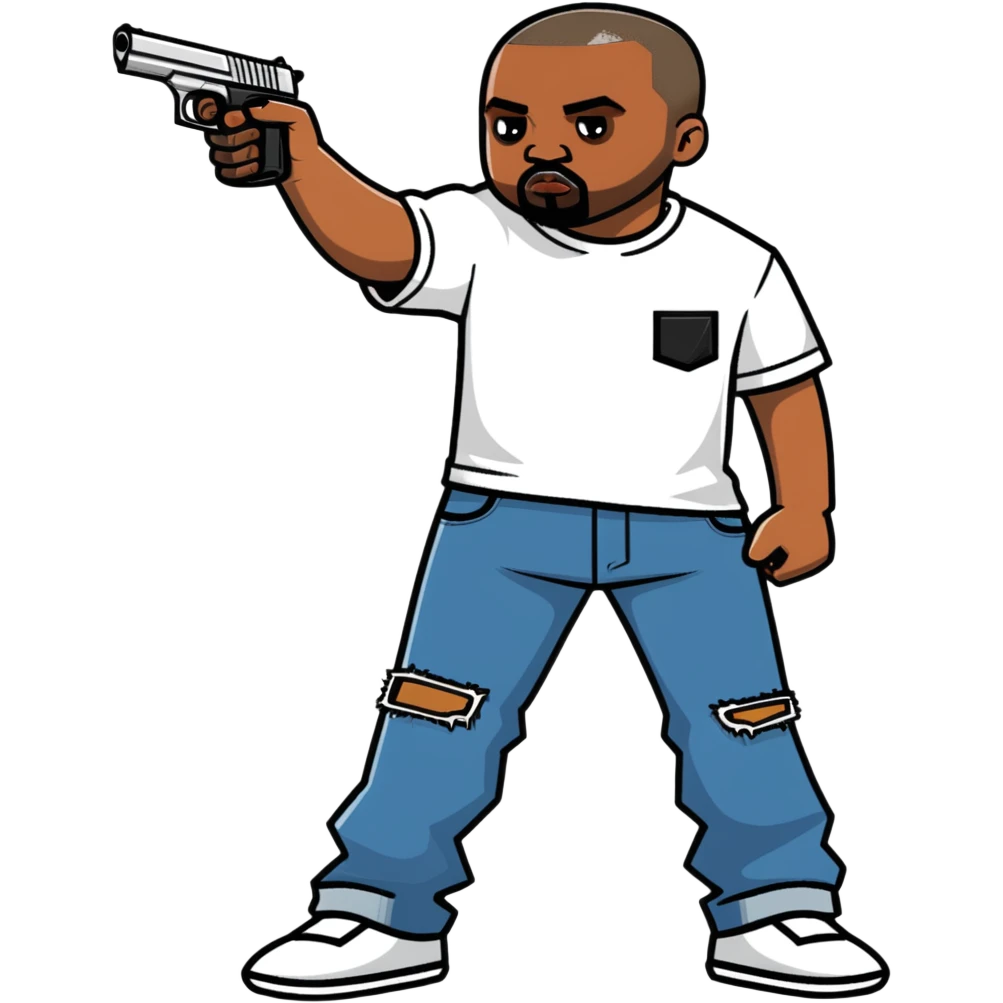 Kanye west holding gun emoji