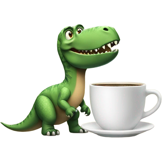 Dinosaur drinking coffee  emoji