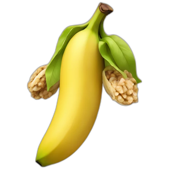 Banana with walnuts at the base emoji