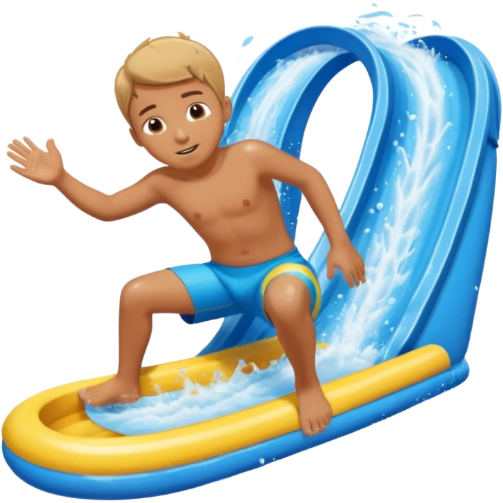 a boy that is sliding on his belly in ON his belly from a waterslide head first on his belly emoji