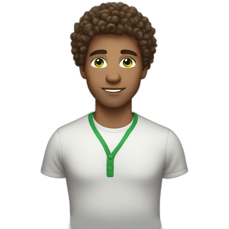 Mixed man. Brown Curley hair. Green eyes  emoji