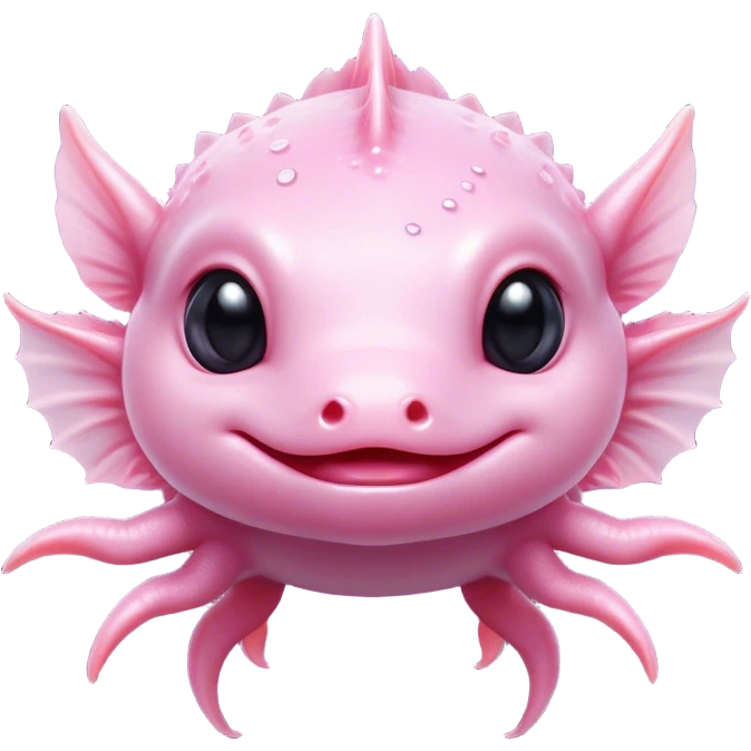 Cinematic Cute Axolotl Portrait Emoji, Head tilted playfully and inquisitively, featuring smooth, pale pink skin with delicate feathery gills and round, sparkling dark eyes filled with curiosity, Simplified yet irresistibly adorable features, highly detailed, glowing with a warm, magical glow, high shine, affectionate and quirky, stylized with a touch of whimsy, bright and endearing, soft glowing outline, capturing the essence of a mischievous yet charming aquatic friend, so playful it feels like it could swim out of the screen and into your heart! emoji