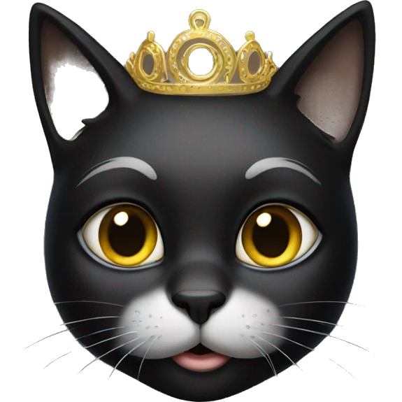 Black cat wearing golden tiara mask emoji