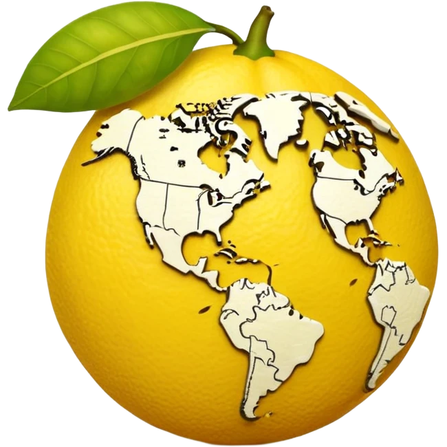World map in the shape of a lemon emoji