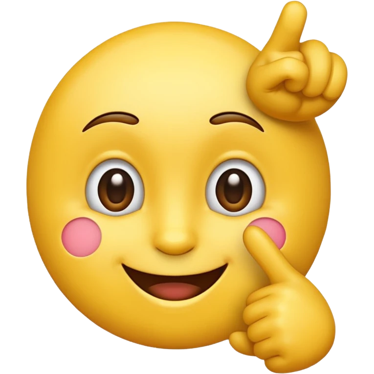 Yellow emoji pointing to its head like "smart thinking" emoji