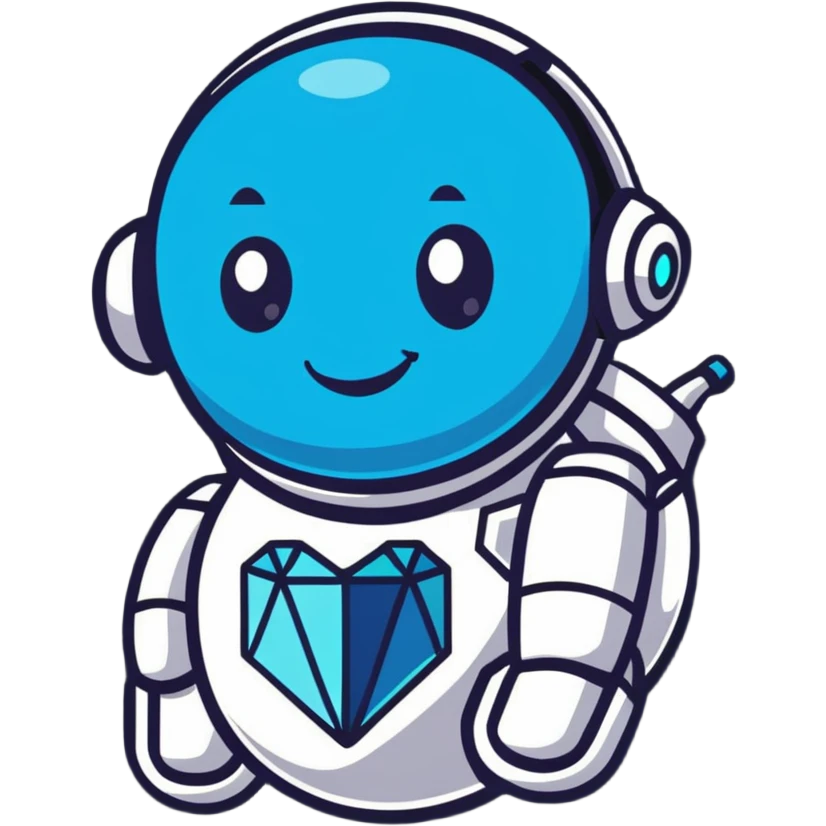 smiling robot and a large blue diamond emoji