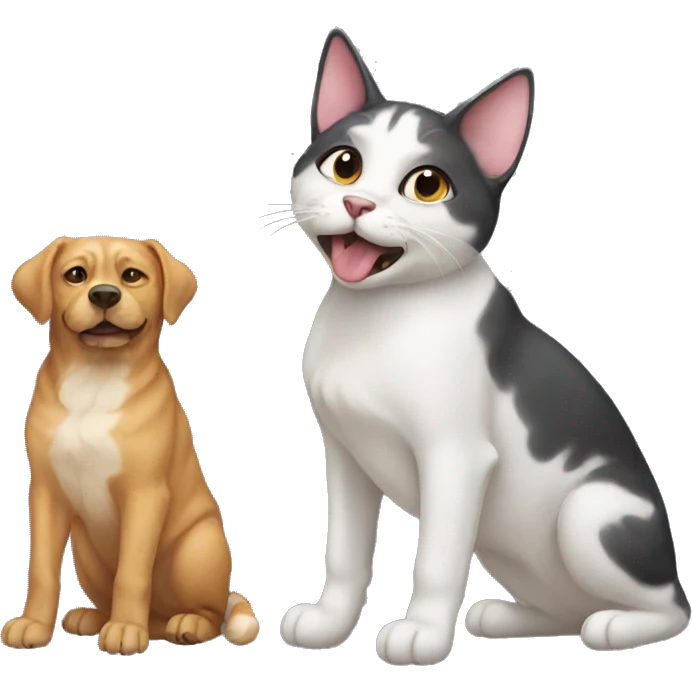 Cat playing a dog emoji