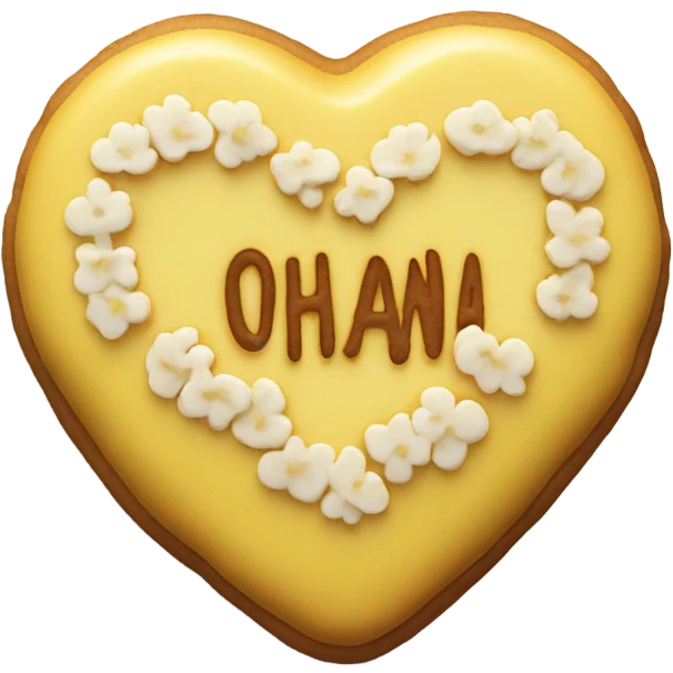 Yellow cookie heart with ohana emoji