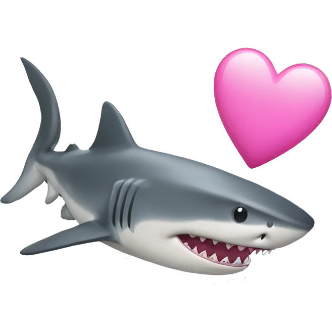 a shark with a pink heart emoji