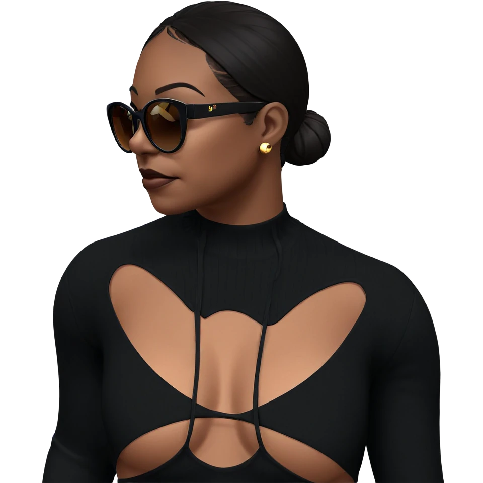 dark-skinned girl with sunglasses emoji
