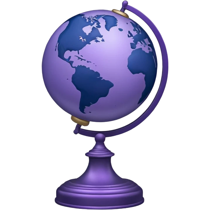 Realistic globe on a stand in muted purple tones with dark blue emoji