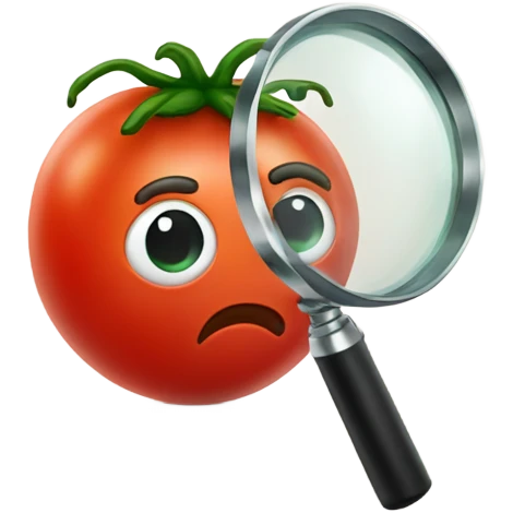 tomato holding magnifying glass in hand emoji