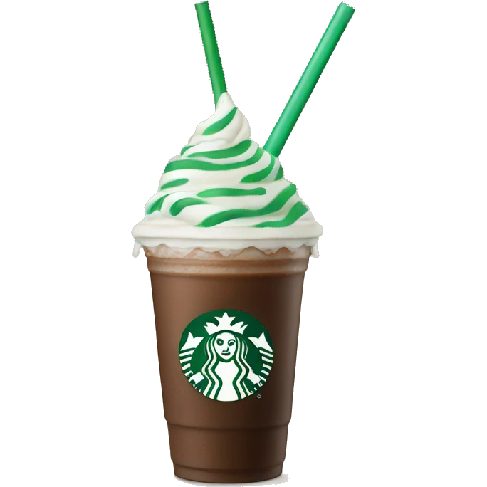 Peppermint Starbucks Frappuccino with one straw emoji