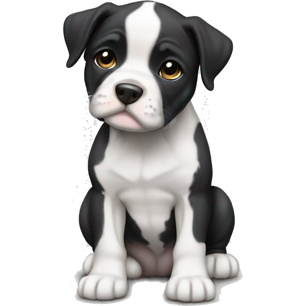 Black and white English staffordshire puppy full body emoji