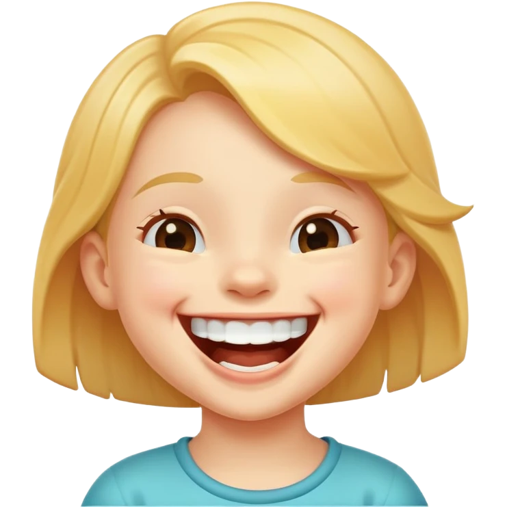 child laughing with a big smile, cheerful and joyful emoji