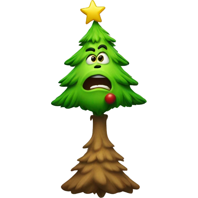 christmas tree with grinch emoji