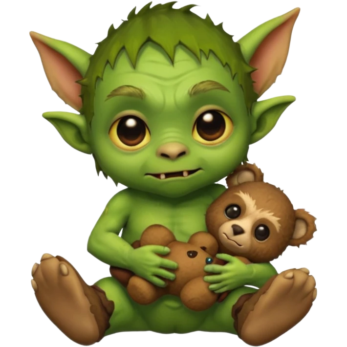 Goblin small baby  with teddy bear  emoji