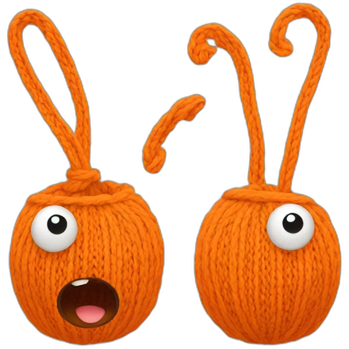Orange with eyes knitting emoji