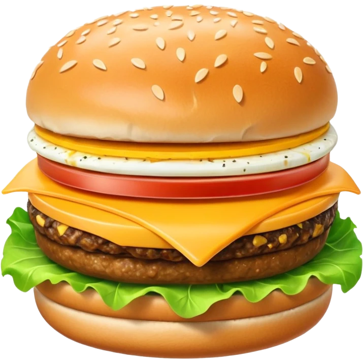 hamburger with cheese, eggs, and lettuce emoji