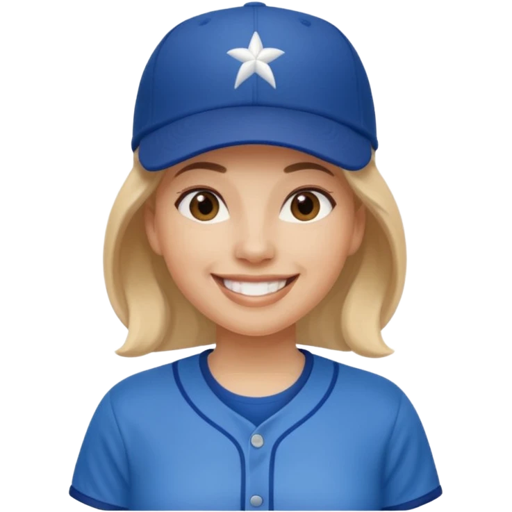 woman with blue jersey and baseball hat emoji