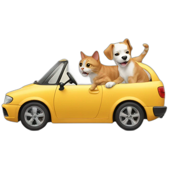 Cat driving a car hit dog emoji