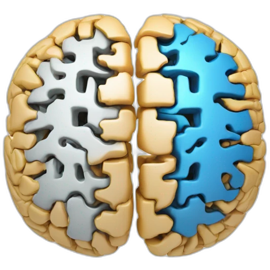 two blue brain hemispheres one is composed of circuits emoji