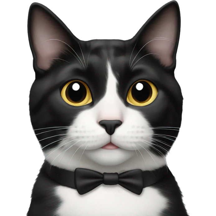 Tuxedo cat with black spot on nose emoji