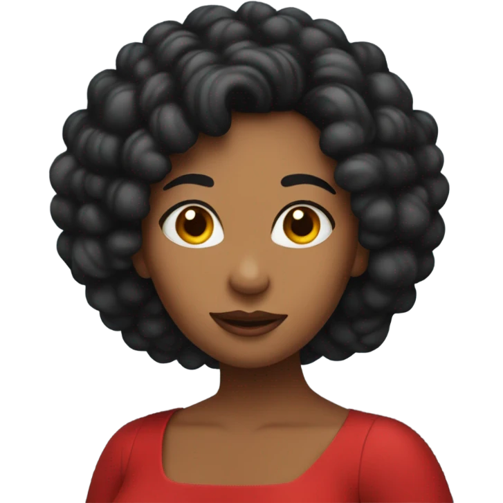 Woman, Black matted hair, red dress, worms emoji