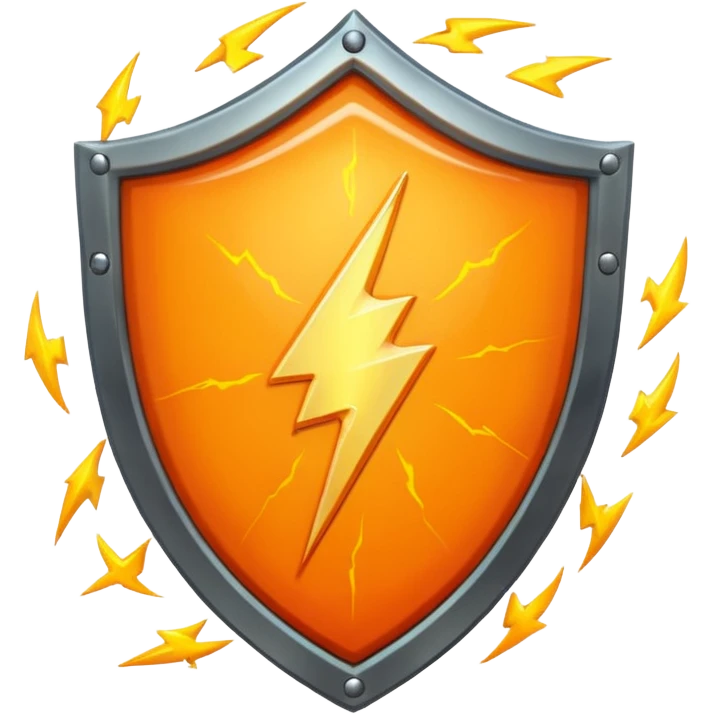 Orange shield with lightning emoji