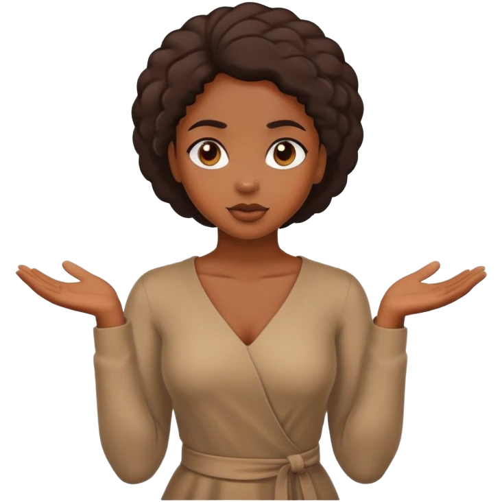Black beautiful girl shrugging shoulders emoji