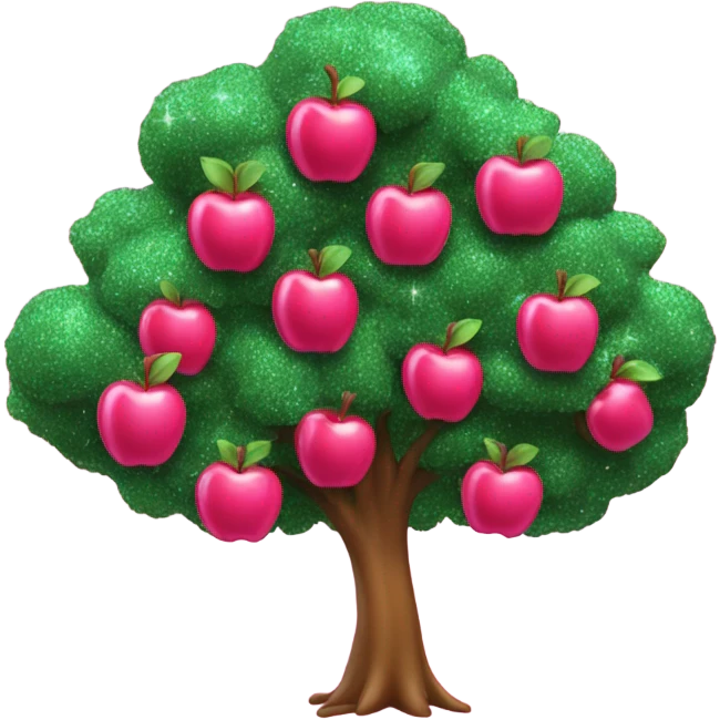 Hot pink tree with  apples and glitter  emoji