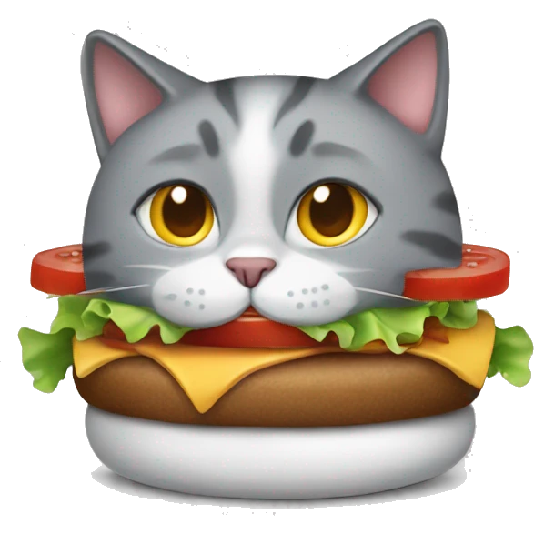 grey cat in burger emoji
