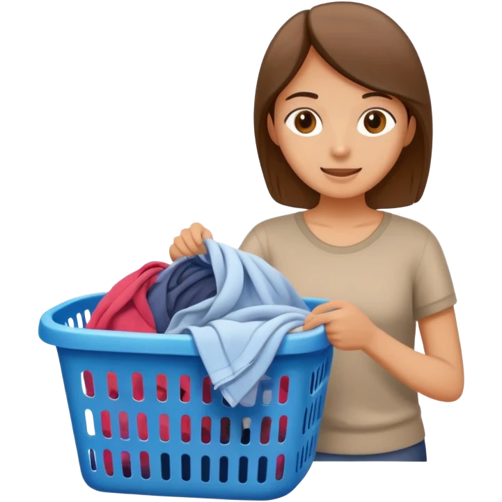 person putting dirty clothes in a laundry basket, simple and friendly emoji