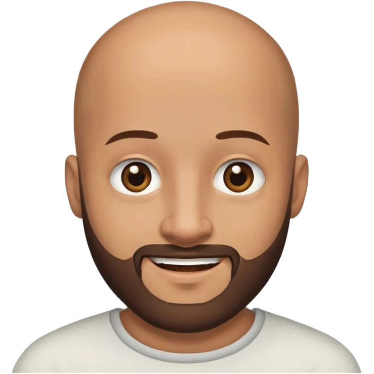 brown male with beard, black eye, no hair, full head, smile emoji