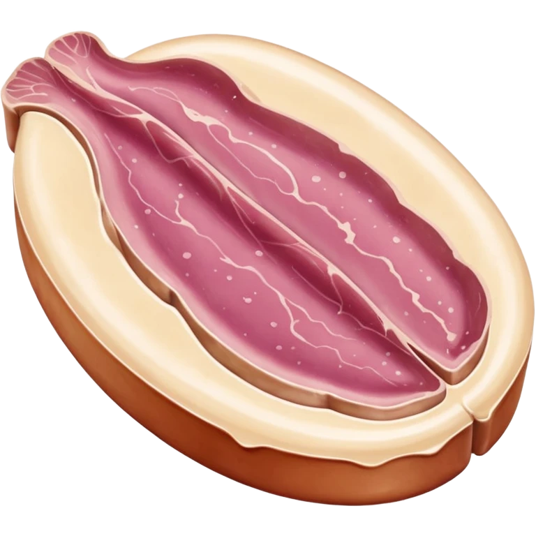 raw duck liver whole, smooth firm surface, beige-pink color, rounded uneven lobes, natural marbling, faint sheen, rich fatty look, no extras, soft lighting, emoji scale emoji