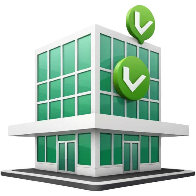 restaurant building with green checkmark emoji