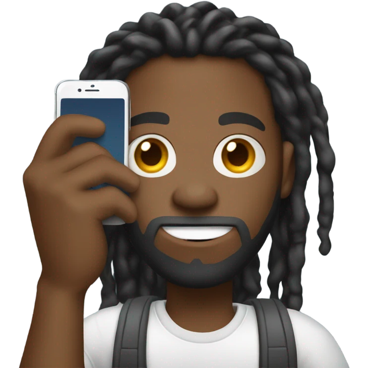 black man with cell phone in hand with dreadlocks  emoji