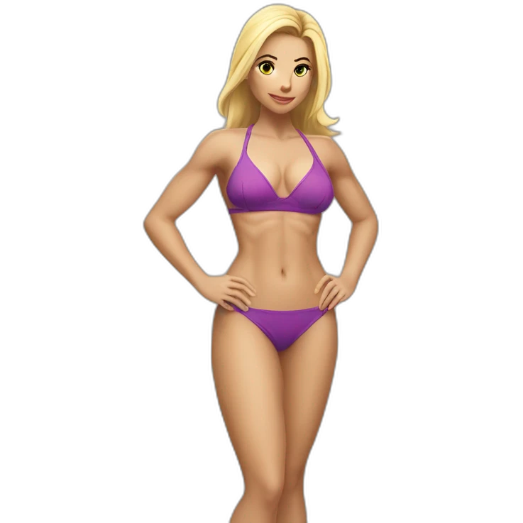 Slim-fit Caucasian woman bikini superhero pose (beach body) emoji