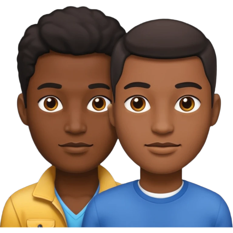 realistic portrait of two figures he’s fully bold and light black skin emoji