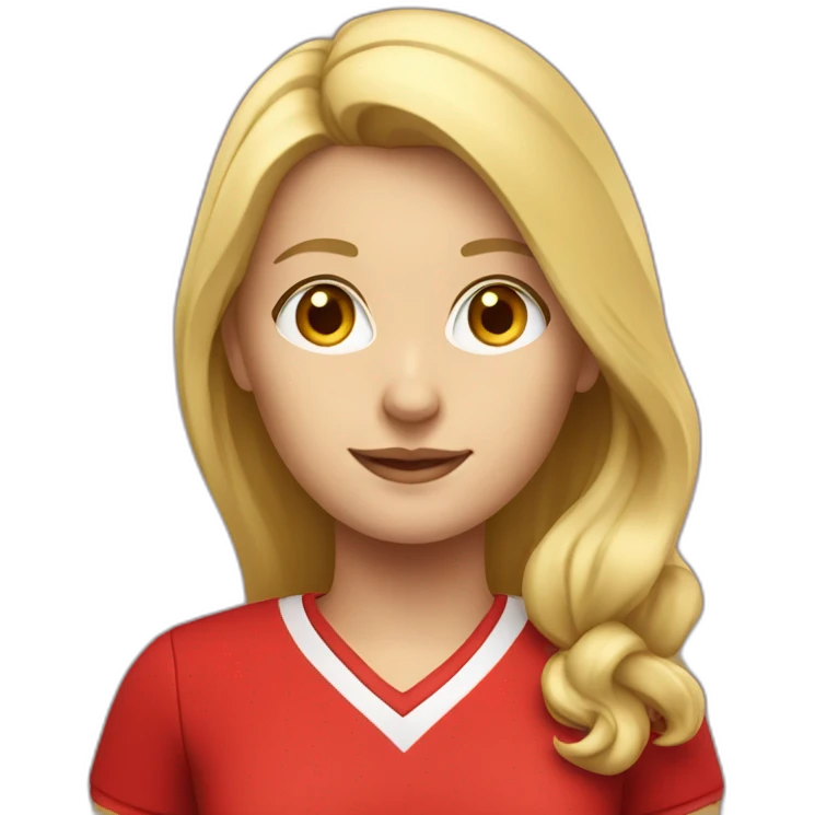 Blonde young teacher with Red sport clothes emoji