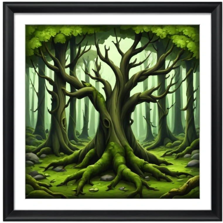 Old wold hanged in wild forest emoji