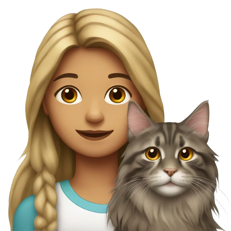Girl with maine coon emoji