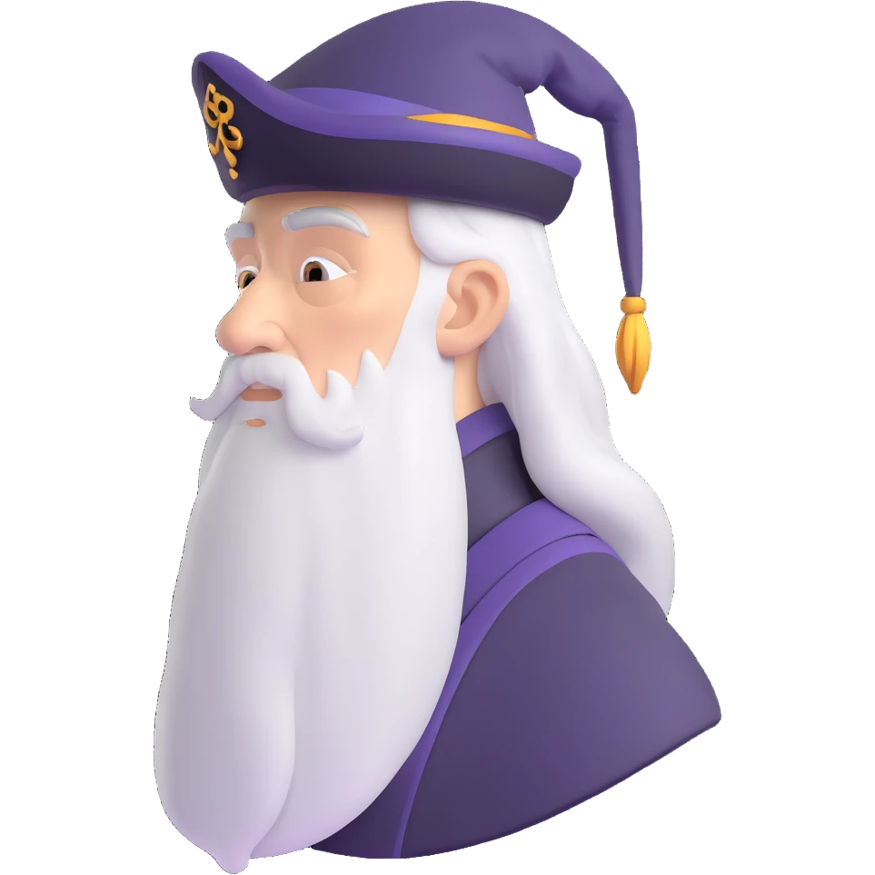 melancholy Albus Dumbledore side profile with long silver beard emoji