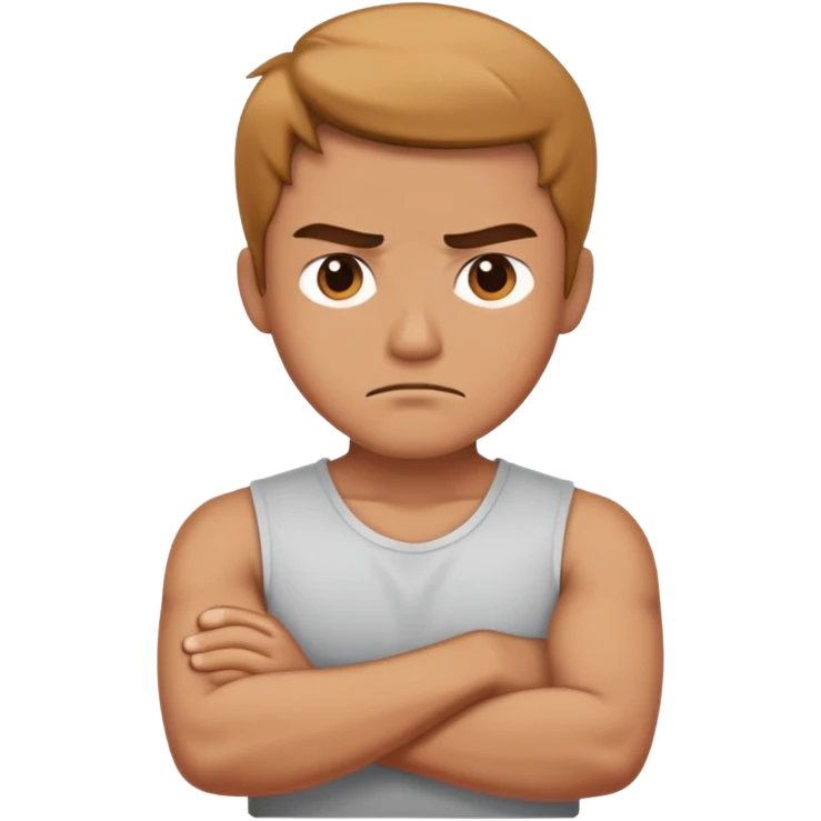 man with disapproving face and crossed arms emoji